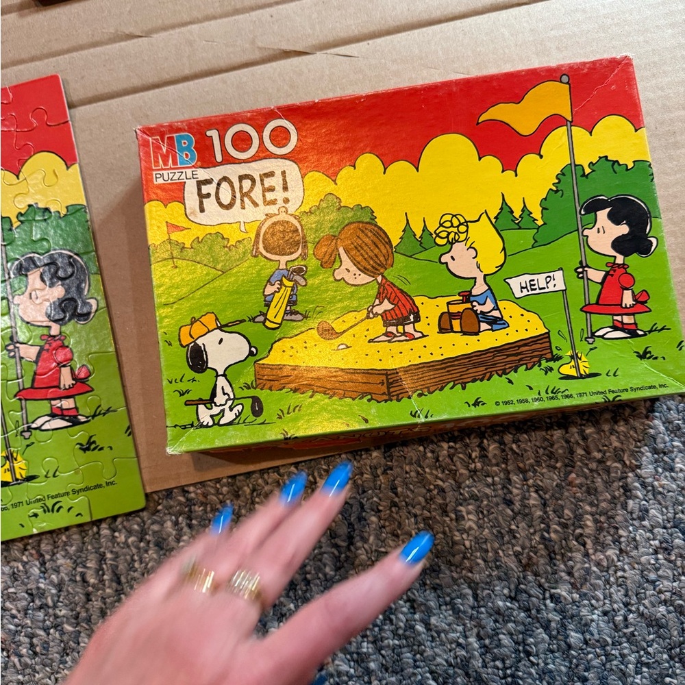 Vtg. PEANUTS MB Puzzle Snoopy Woodstock Complete in Box 100 pieces - Picture 5 of 8